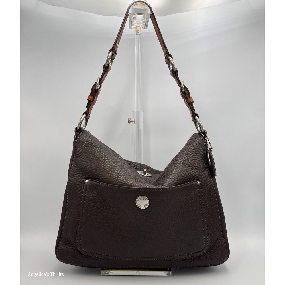 Vintage Coach Chelsea Hobo | Mahogany Pebbled Leather Turnlock Bag w/ Hangtag